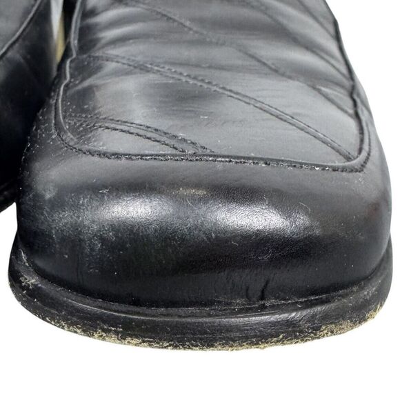 SESTO MEUCCI Black Penny Loafers Block Heel Shoes Size 10 Leather Square Toe - Picture 10 of 14
